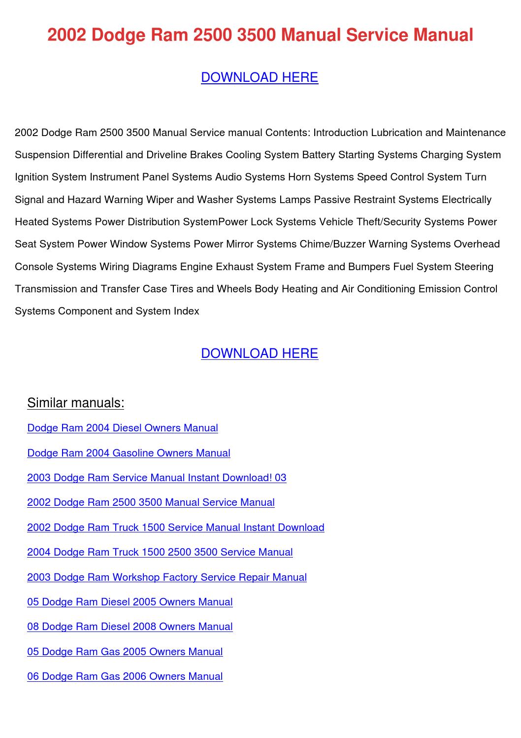 2002 dodge ram 2500 service manual download