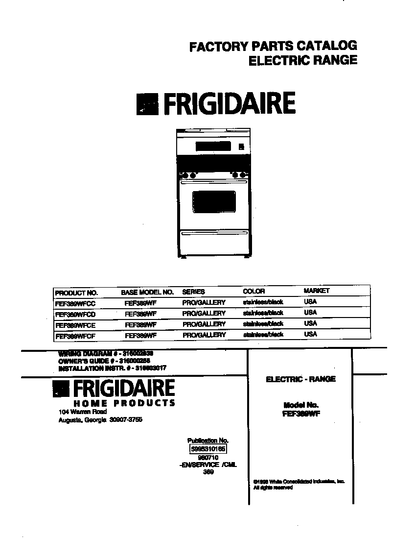 electrolux stove model fgf368gsf instruction manual